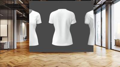 Women's v-neck t-shirt mockup in front, side and back views, design presentation for print, 3d illustration, 3d rendering Wall mural