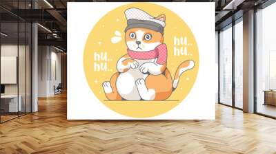 muslim cat cute cartoon character 2 Wall mural