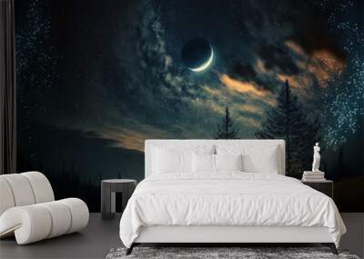 night forest landscape Wall mural