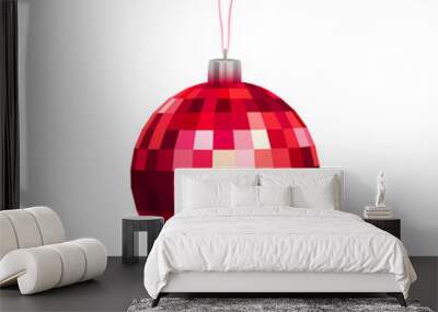 Christmas toy. Red faceted bal Wall mural