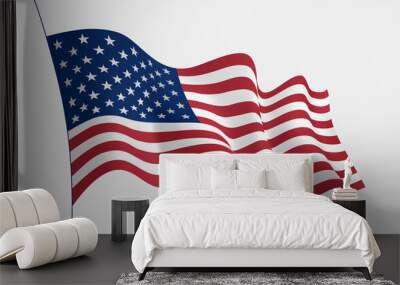 USA flag waving in the wind. 3d vector flag with folds Wall mural