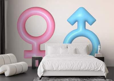 3d male and female symbol icon. Vector Wall mural