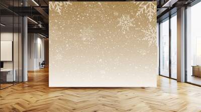 Christmas and New Year background with falling gold snowflakes. Vector  Wall mural