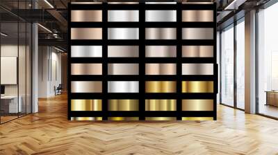 Set of Silver, bronze and gold foil texture gradation background. Vector Wall mural