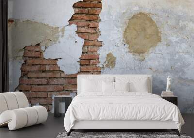 Old torn whitewashed brickwall background Wall mural