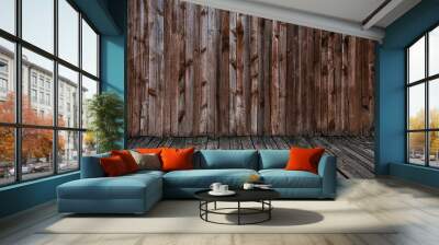 Rustic wooden cabin wall and floor Wall mural