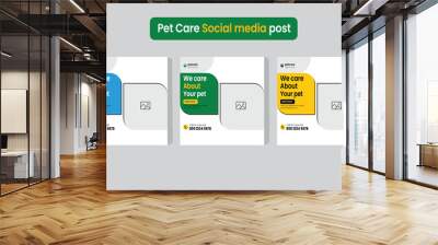 Pet care service social media post Template or web banner template Wall mural