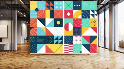 Abstract geometric bauhaus artwork. Simple brutalism shapes collage poster. Memphis pattern background. Retro brutalist style modern trendy graphic placard. Vintage postmodern art vector eps print Wall mural