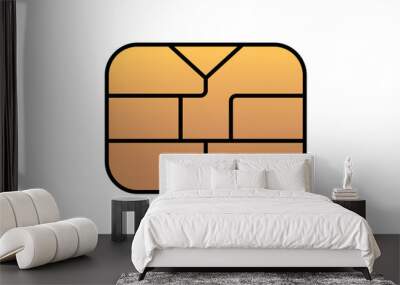 gold emv chip icon for bank plastic credit or debit charge card. vector illustration Wall mural