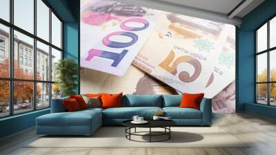 Georgian national money. Georgian lari banknotes. Wall mural