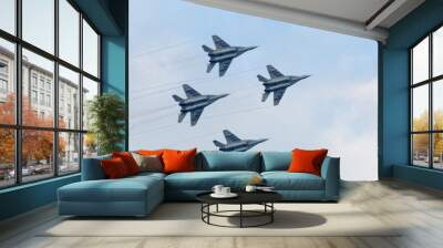 Russian military jet planes in sky Wall mural