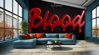 Blood text, editable text effect style Wall mural