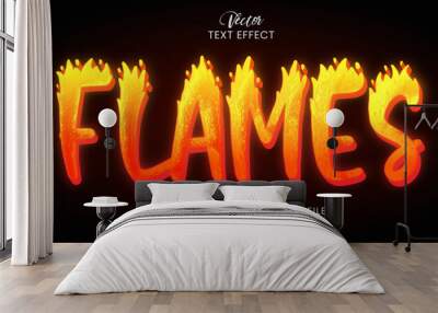 Flames text, editable text effect style Wall mural