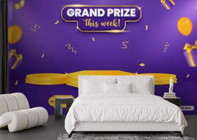 Grand prize contest horizontal banner template with balloons and gift box Wall mural