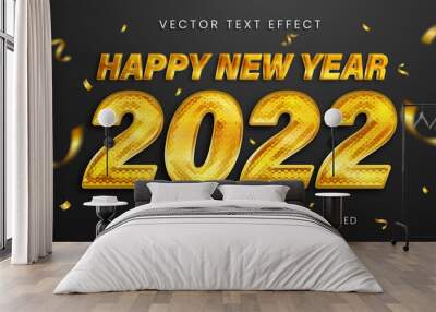 Happy new year 2022 editable text effect Wall mural