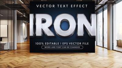 Iron text, white silver editable text effect style Wall mural