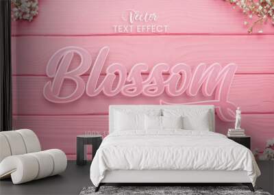 Pink blossom editable text effect style Wall mural