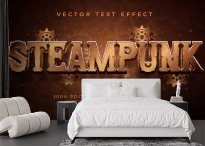 Steampunk text, glowing editable text effect style Wall mural