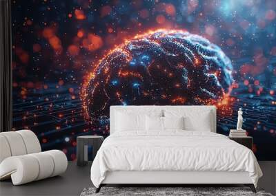 Abstract fractal space backdrop with swirling energy and glowing plasma, ideal for futuristic design concept Wall mural