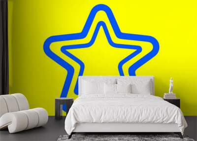 Blue star logo isolated on yellow Wall mural