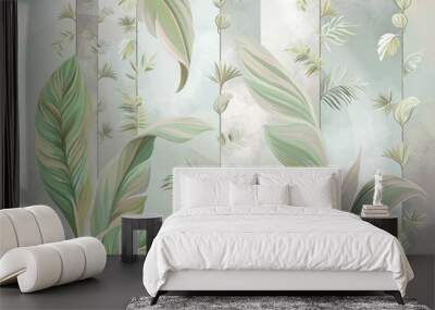 pattern with leaves Wall mural