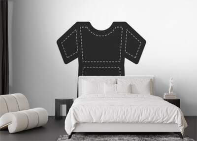 Black t shirt, top icon with short sleeves.  Wall mural