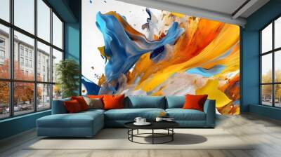 abstract paint art exploded from the center of the picture. Clean clear background. Futuristic style with some texture Wall mural