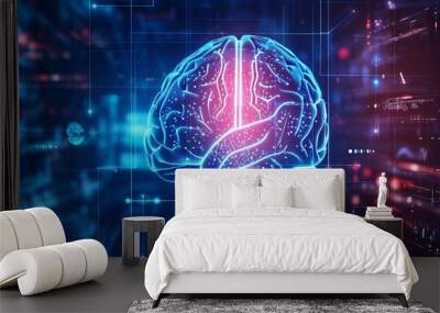 Futuristic medical research of brain Wall mural