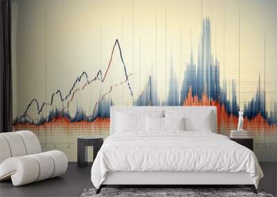 market graph, illustration of spreadsheet data and business graph Wall mural