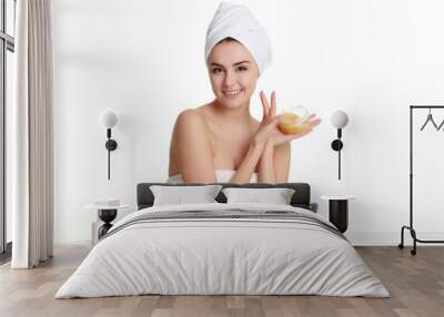 Relaxing massage for young beautiful woman in the spa salon Wall mural