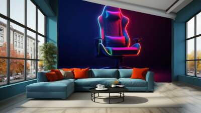 Gaming Chair in Neon Lights Wall mural