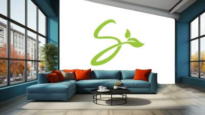 S growing leaves logo icon Wall mural