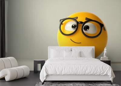 Smiling Emoticon with Glasses Wall mural