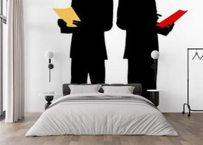 2 businessman read document Wall mural