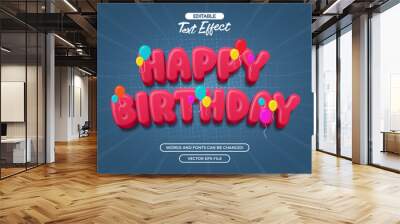 Happy birthday editable text effect Wall mural