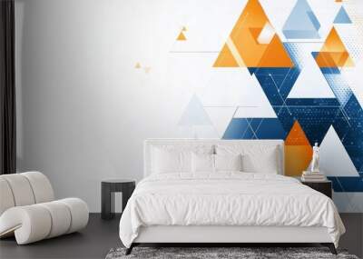 Abstract blue and orange triangle background vector presentation design template  Wall mural