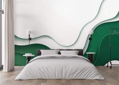 White background, green abstract elements Wall mural