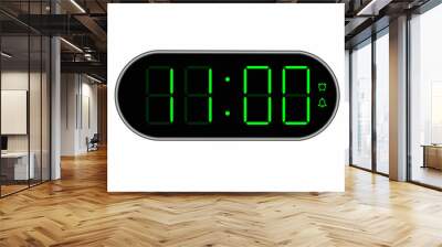 Vector flat illustration of a digital clock displaying 11.00 . Illustration of alarm with digital number design. Clock icon for hour, watch, alarm signs. Wall mural