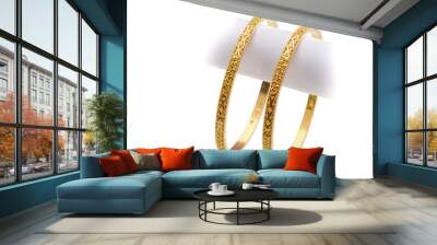 22k gold bangle on white background Wall mural