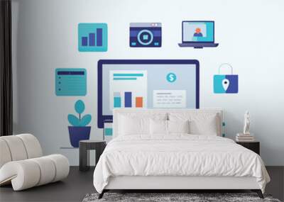 Cyber security infographics vector resources  Wall mural