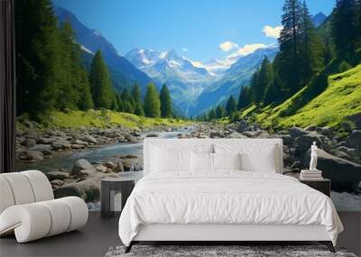 mountain river in the mountains Wall mural