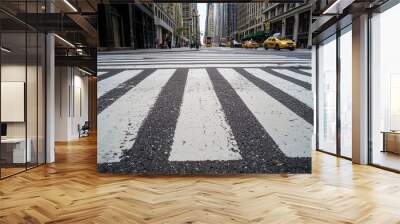 empty zebra cross on metropolitan city  - ai Wall mural