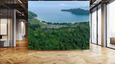 Aerial view of hills, tropical forest and Lhok paroy beach.	 Wall mural