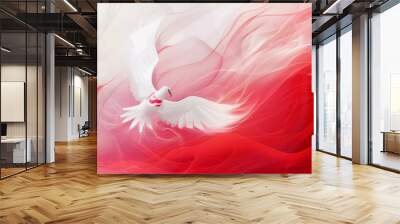 an flying eagle in red and white flag for indonesian nation independence day event background illustration design Wall mural