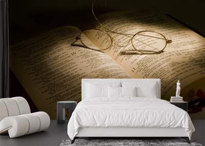 Christian Bible With Reading Glasses Wall mural