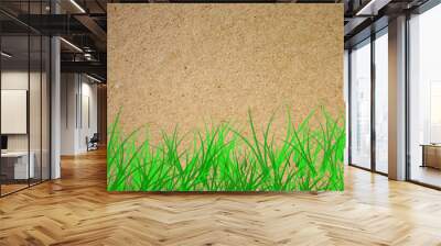 Photograph of sepia paper with painted motif of lawn. The background over the grass is with empty space for your text. Wall mural