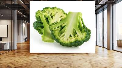 Broccoli slices isolated on white background Wall mural