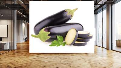 eggplant or aubergine vegetable on white background Wall mural