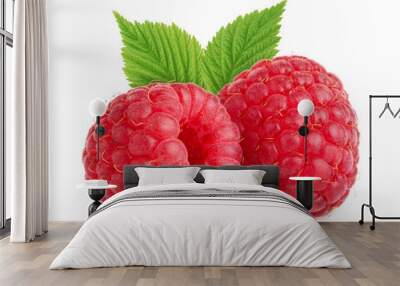 raspberries isolated Wall mural