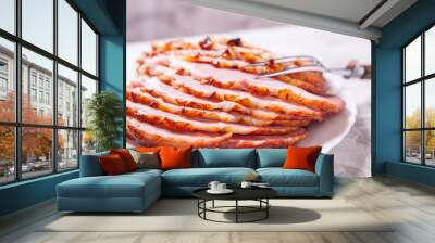 Christmas Roasted glazed holiday pork ham Wall mural